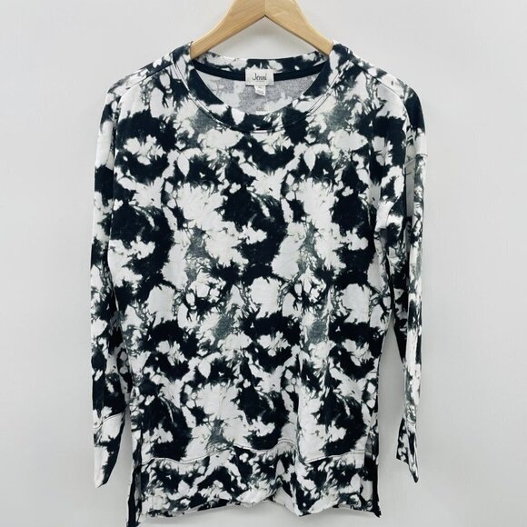 Jenni Intimates Womens XS Super Soft Tunic Pajama Top Black White Tie Dye 735 - Picture 2 of 7